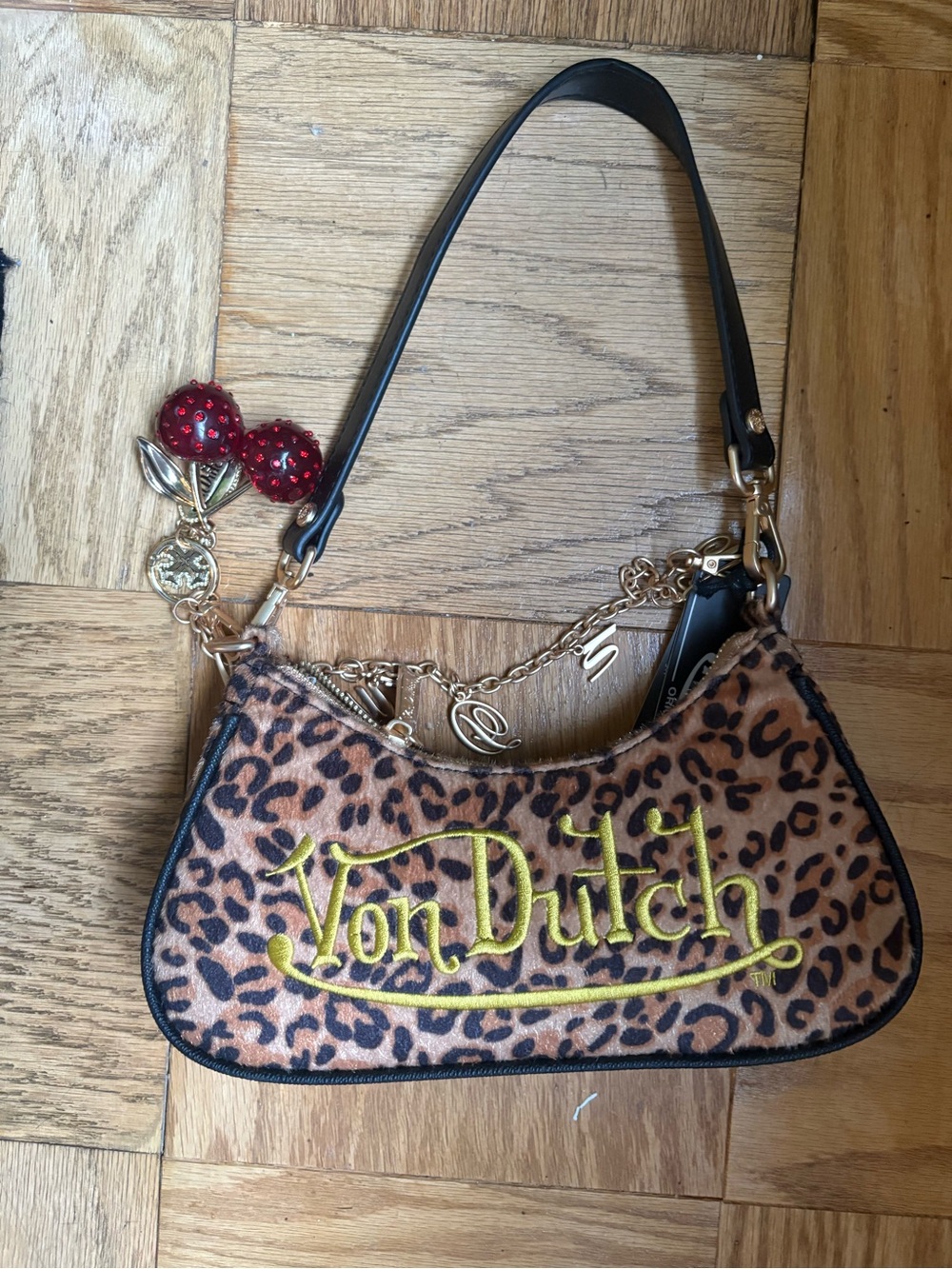 Von Dutch gold leopard shoulder bag